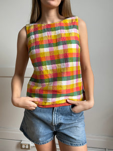 silk plaid tank top