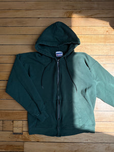 hanes hunter green blank zip up