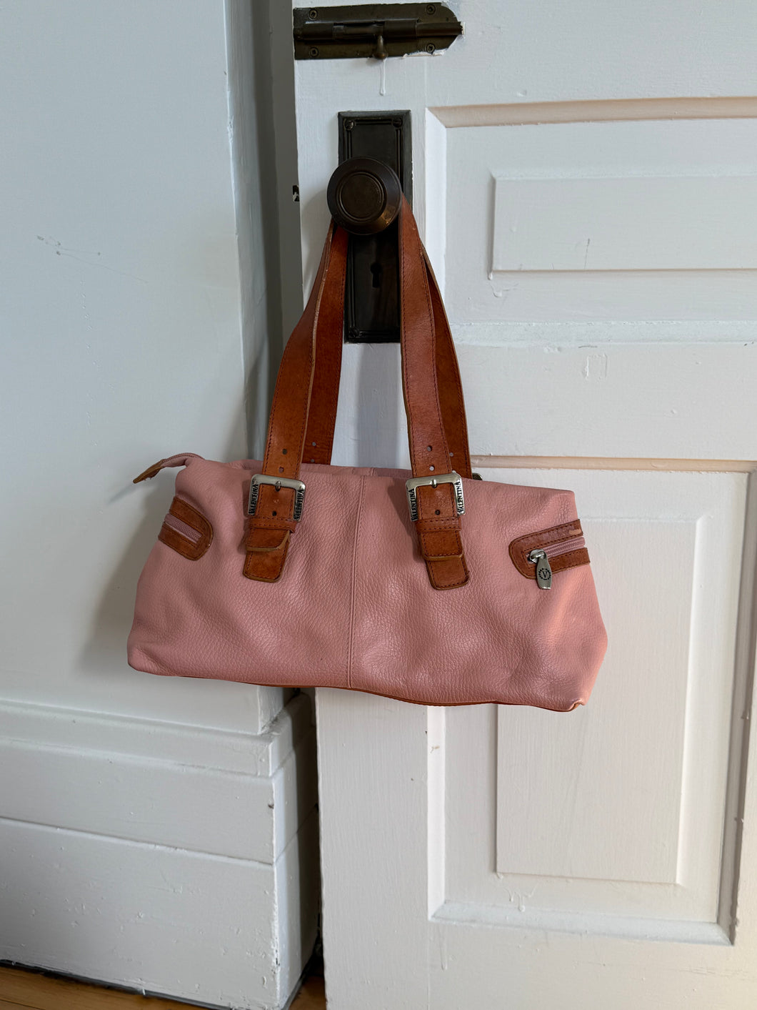 Valentina pink pebbled leather purse