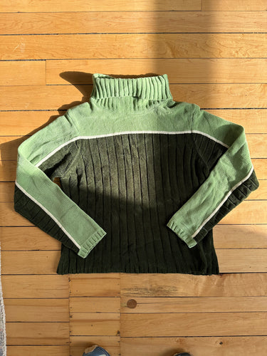 two tone green turtleneck