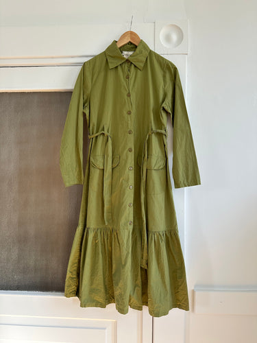 green peasant dress
