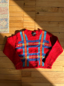plaid mohair cropped sweater