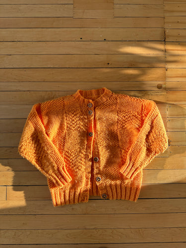 hand knit orange cardigan